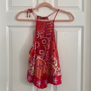 Free People Red Printed Top Size XS